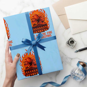 Harriet Tubman and Frederick Douglass Wrapping Paper Roll We Are the Fire Our Ancestors Whispered About Juneteenth 1865 TS02 Light Blue Print Your Wear