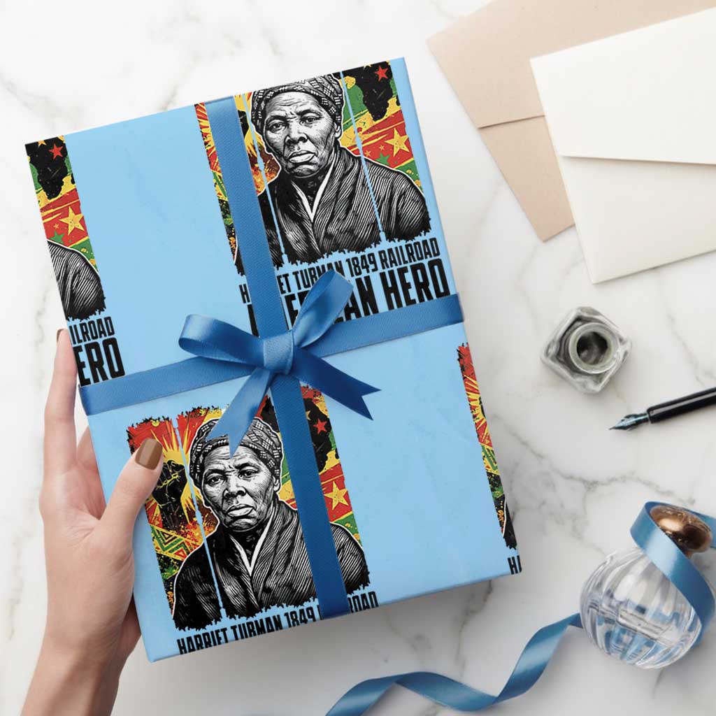 Harriet Tubman Black History Month Wrapping Paper Roll Underground Railroad American Hero History TS14 Light Blue Print Your Wear