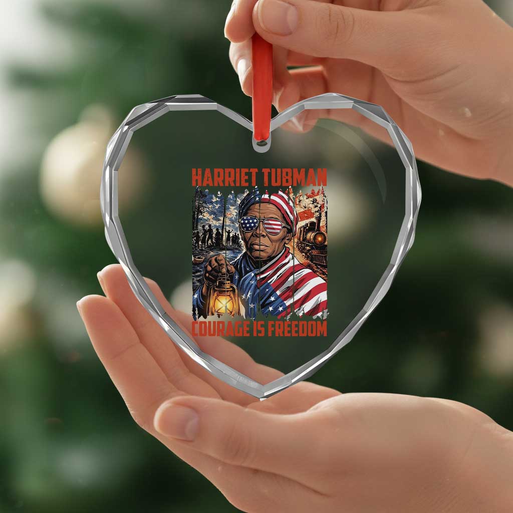 Harriet Tubman Courage Is Freedom Heart Crystal Glass Ornament Black History Gift TS12 Print Your Wear