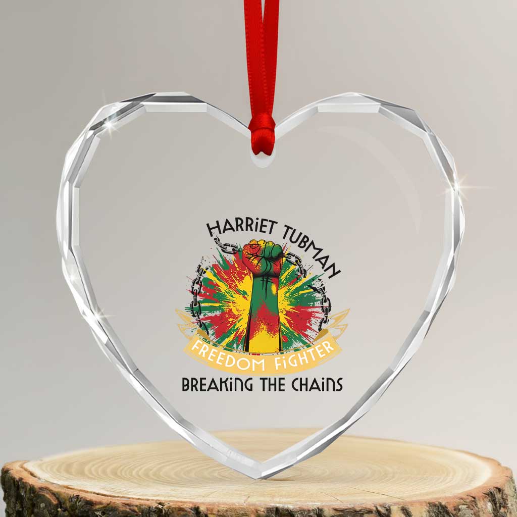 Harriet Tubman Heart Crystal Glass Ornament Underground Railroad Hero Breaking Chains TS12 Transparent Glass 3'' Heart Print Your Wear