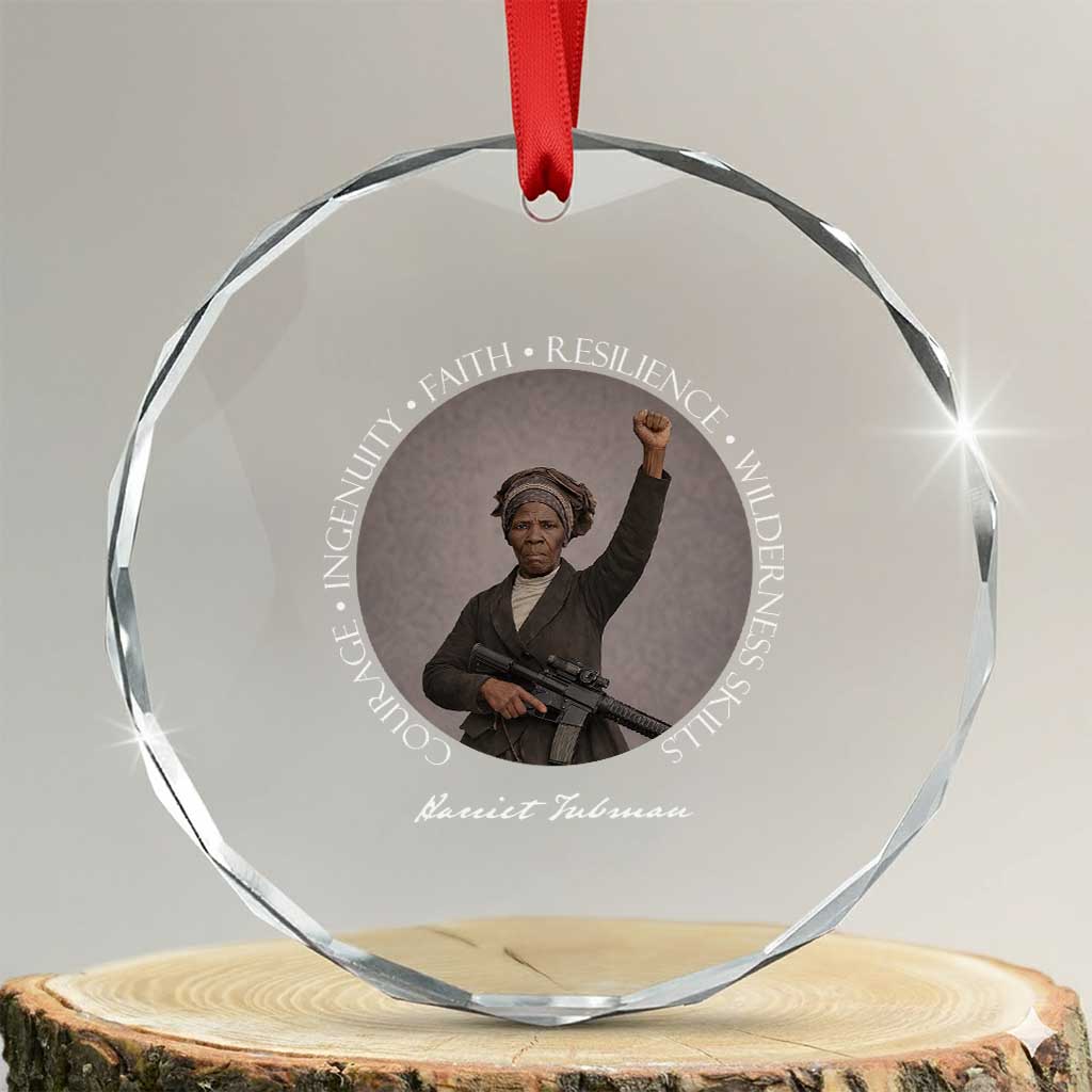 Harriet Tubman Leadership Crystal Glass Ornament Feminist History Gift TS12 Transparent Glass 3'' Circle Print Your Wear