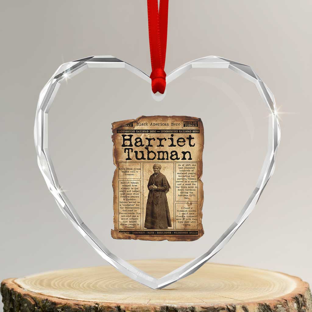 Harriet Tubman Newspaper Heart Crystal Glass Ornament Strong Black Woman Leader Gift TS12 Transparent Glass 3'' Heart Print Your Wear