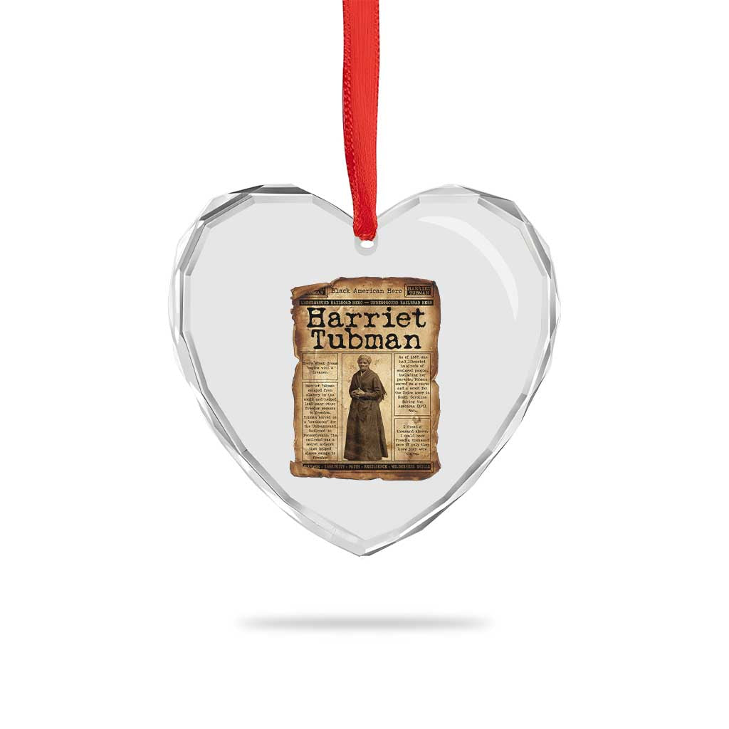 Harriet Tubman Newspaper Heart Crystal Glass Ornament Strong Black Woman Leader Gift TS12 Print Your Wear