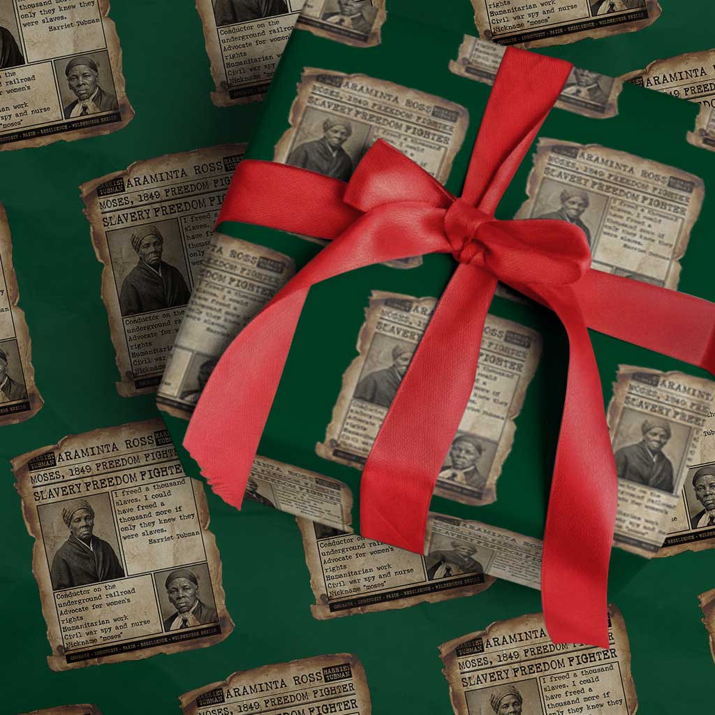Harriet Tubman Newspaper Wrapping Paper Roll Slavery Freedom Fighter Historical TS12 Green Print Your Wear