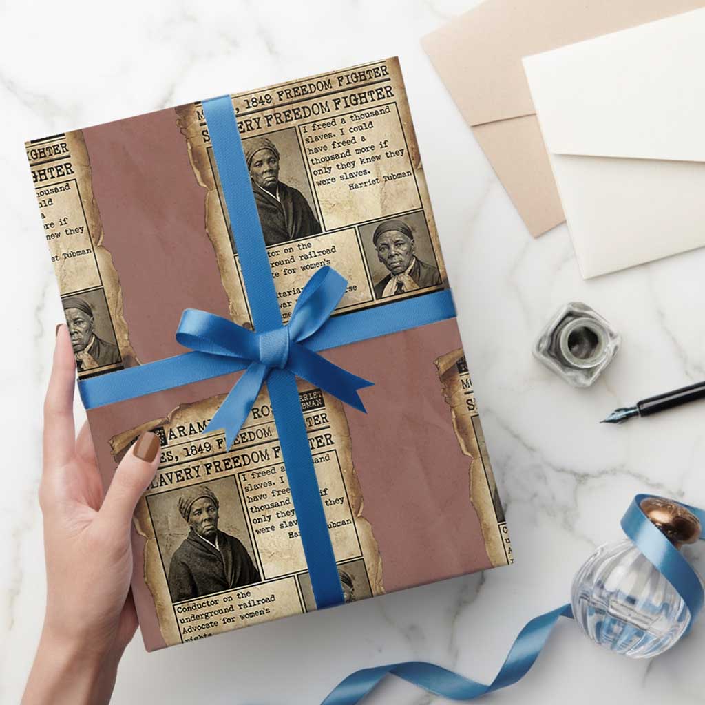 Harriet Tubman Newspaper Wrapping Paper Roll Slavery Freedom Fighter Historical TS12 Mocha Print Your Wear