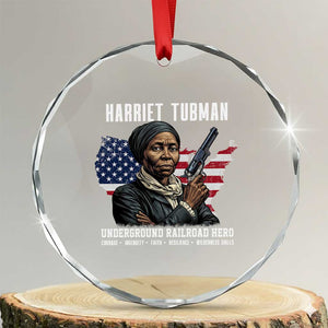 Harriet Tubman Patriotic Crystal Glass Ornament Female Empowerment History Gift TS12 Transparent Glass 3'' Circle Print Your Wear