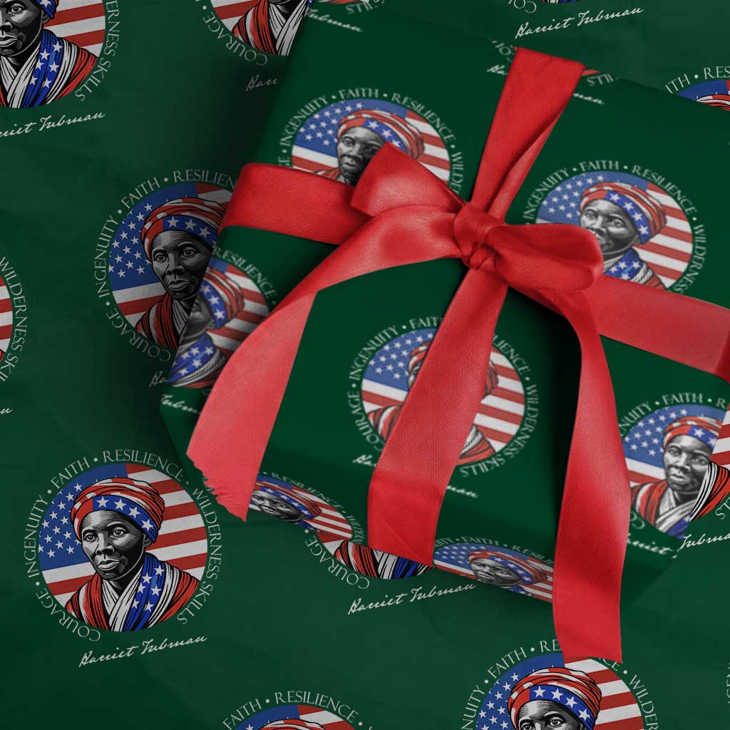 Harriet Tubman Patriotic Wrapping Paper Roll Black History Month Gift TS12 Green Print Your Wear