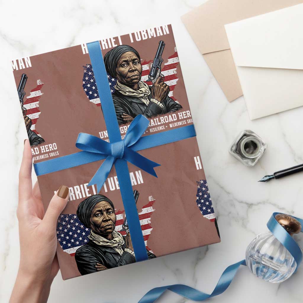 Harriet Tubman Patriotic Wrapping Paper Roll Female Empowerment History Gift TS12 Mocha Print Your Wear