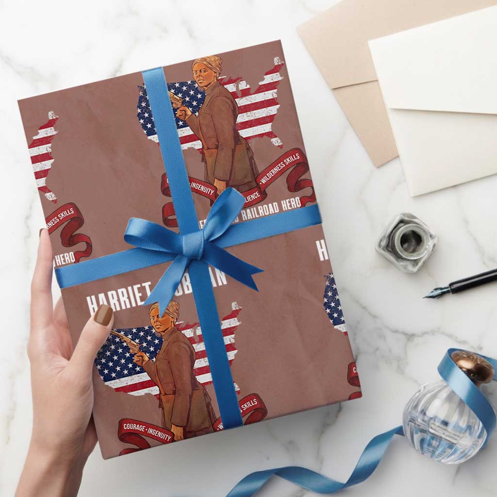 Harriet Tubman Patriotic Wrapping Paper Roll Strong Black Women Pride TS12 Mocha Print Your Wear