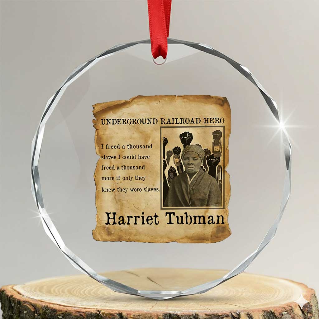 Harriet Tubman Quote Crystal Glass Ornament I Freed A Thousand People Vintage Poster TS12 Transparent Glass 3'' Circle Print Your Wear