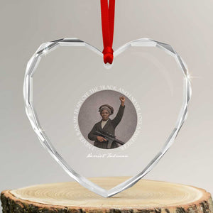 Harriet Tubman Quote Heart Crystal Glass Ornament I Never Ran My Train Off The Track TS12 Transparent Glass 3'' Heart Print Your Wear