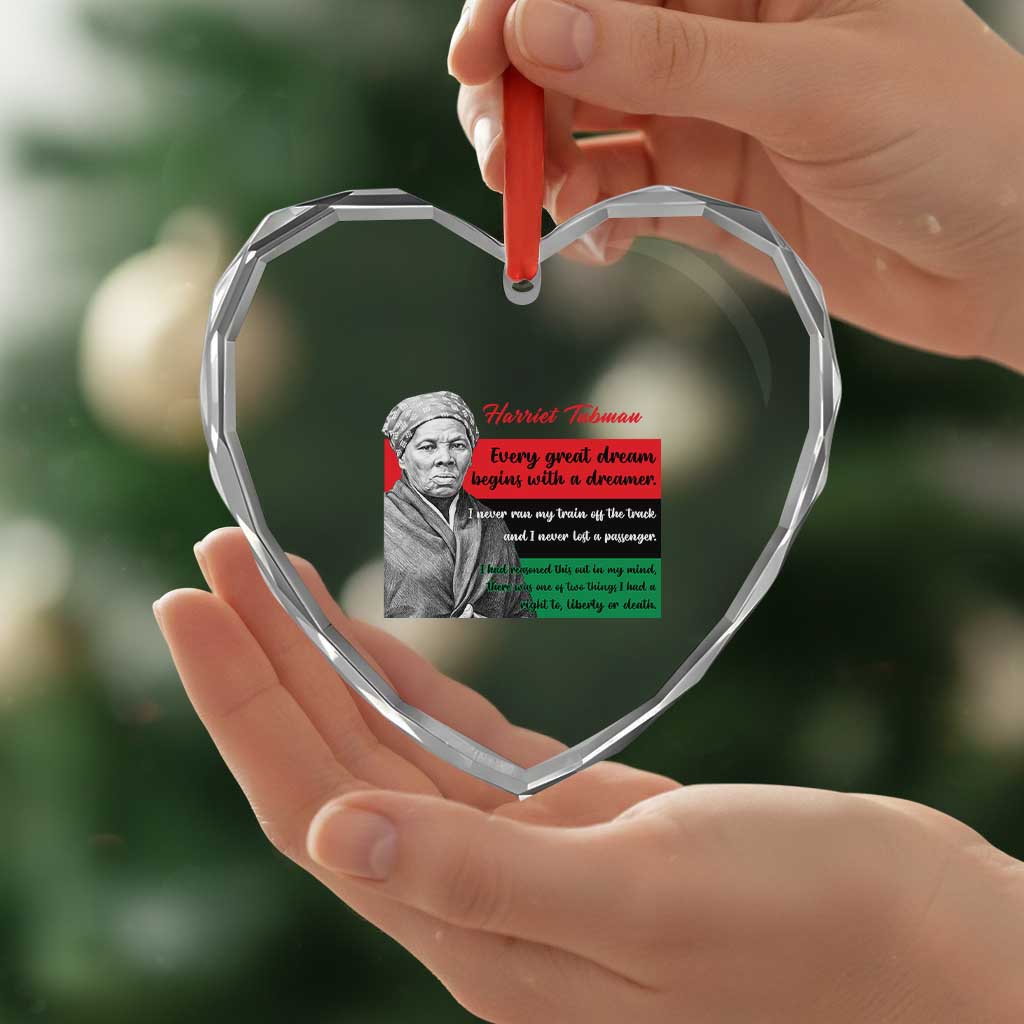 Harriet Tubman Quote Heart Crystal Glass Ornament Pan African Flag Black History TS12 Print Your Wear