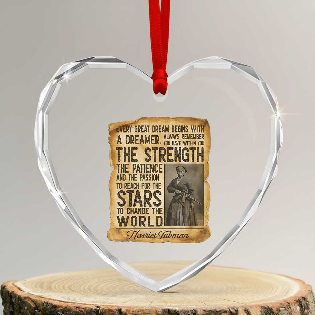 Harriet Tubman Quote Heart Crystal Glass Ornament Strength Patience Passion To Change The World TS12 Transparent Glass 3'' Heart Print Your Wear