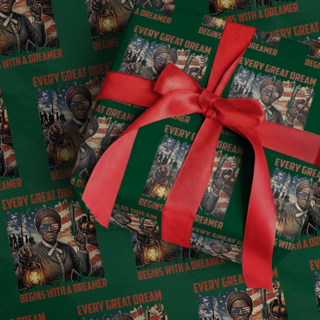 Harriet Tubman Quote Wrapping Paper Roll Every Great Dream Begins With A Dreamer TS12 Green Print Your Wear