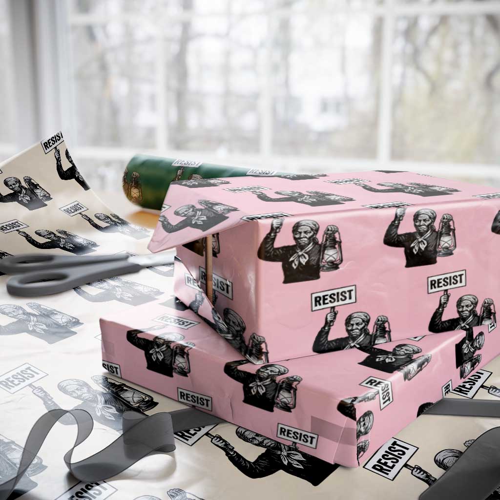 Harriet Tubman Says Resist Wrapping Paper Roll Women Empowerment Quote TS12 Light Pink Print Your Wear