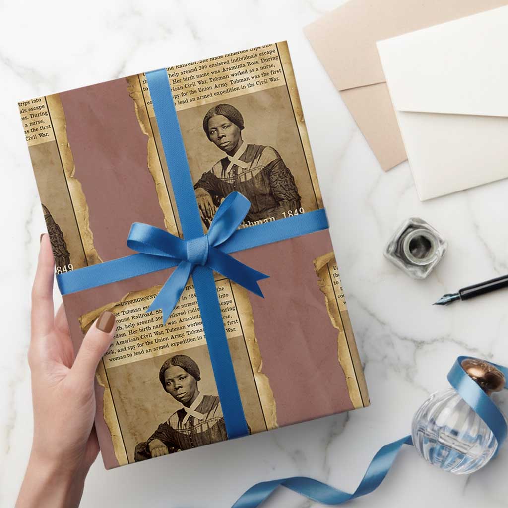 Harriet Tubman Tribute Wrapping Paper Roll Civil Rights Leader Black History Gift TS12 Mocha Print Your Wear