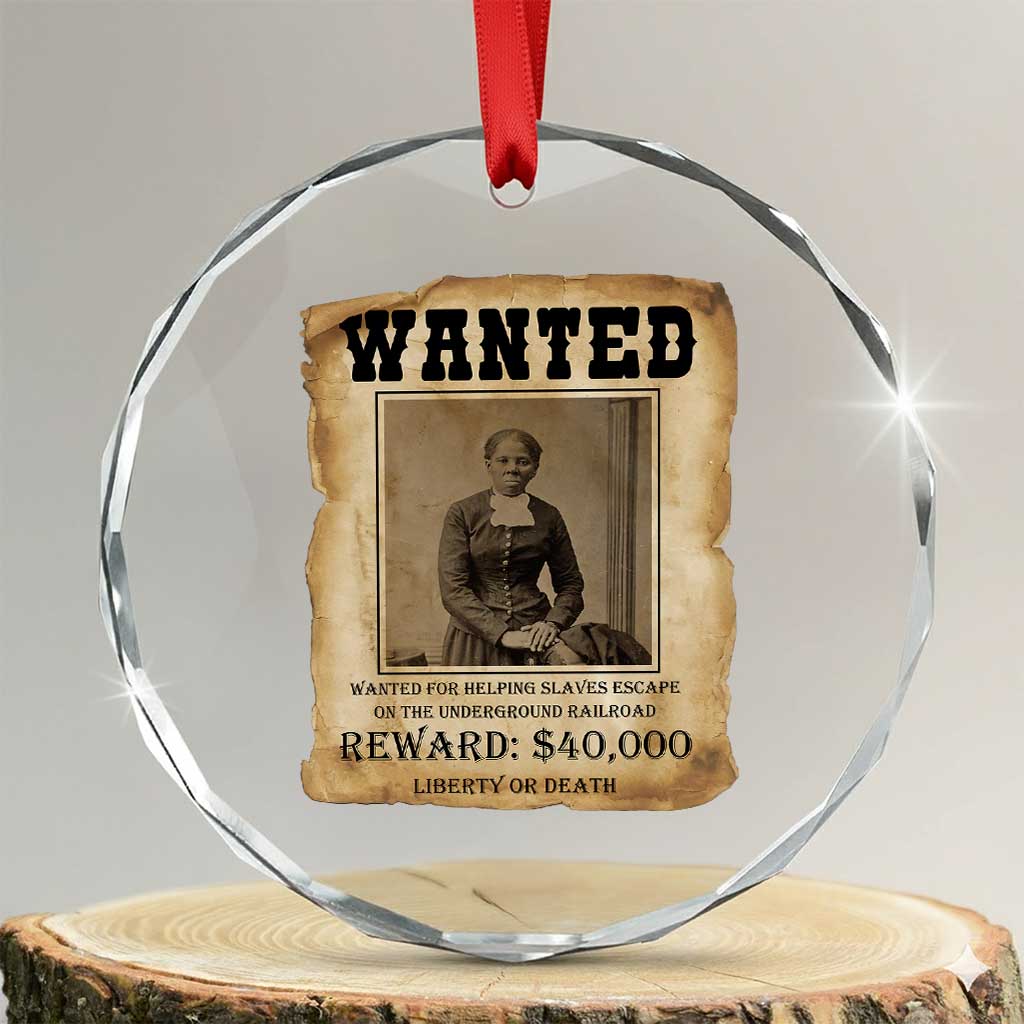 Harriet Tubman Wanted Reward Poster Crystal Glass Ornament Freedom Or Death TS12 Transparent Glass 3'' Circle Print Your Wear