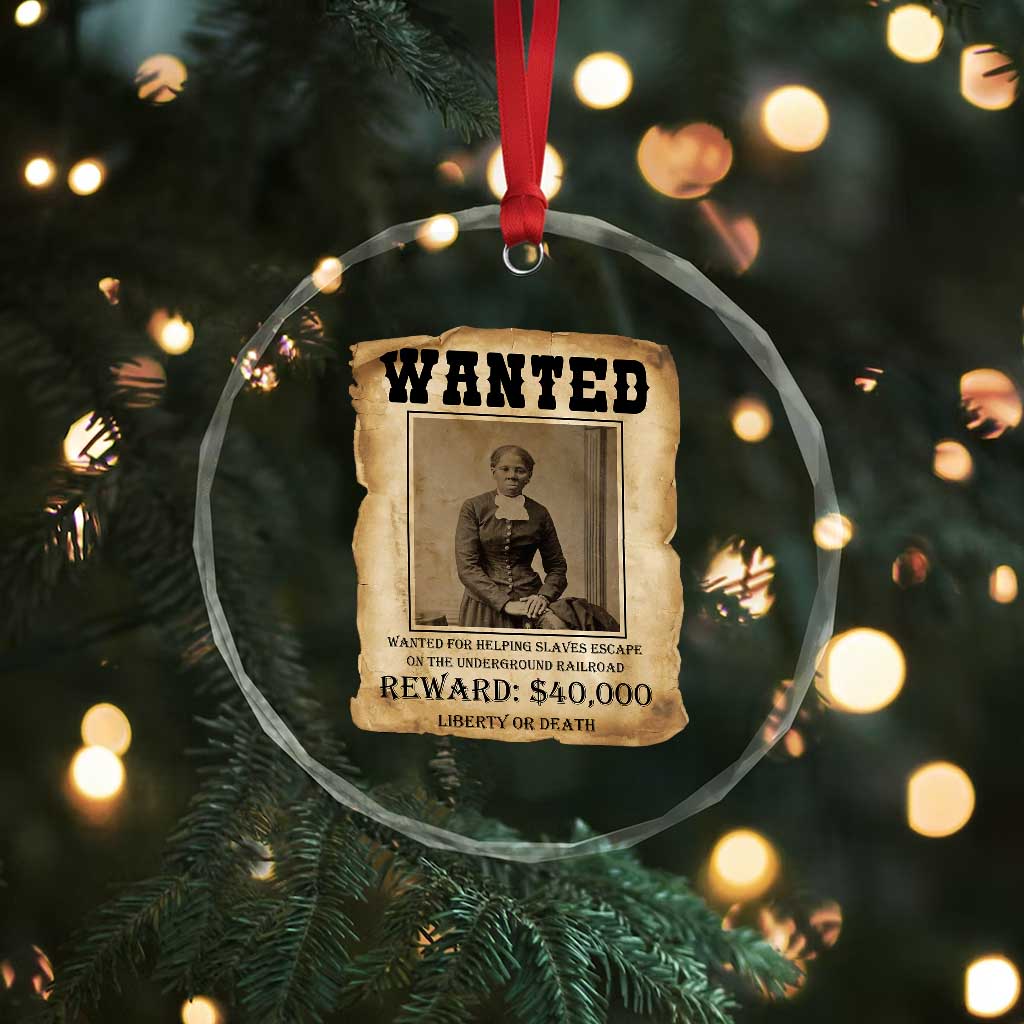 Harriet Tubman Wanted Reward Poster Crystal Glass Ornament Freedom Or Death TS12 Print Your Wear
