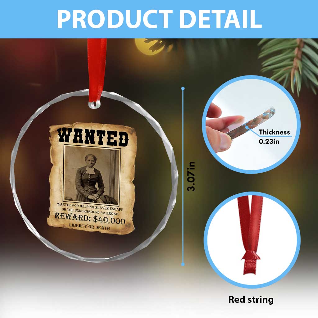 Harriet Tubman Wanted Reward Poster Crystal Glass Ornament Freedom Or Death TS12 Print Your Wear