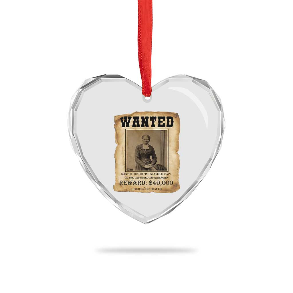 Harriet Tubman Wanted Reward Poster Heart Crystal Glass Ornament Freedom Or Death TS12 Print Your Wear