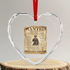 Harriet Tubman Wanted Reward Poster Heart Crystal Glass Ornament Liberty Or Death TS12 Transparent Glass 3'' Heart Print Your Wear