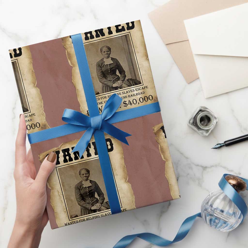 Harriet Tubman Wanted Reward Poster Wrapping Paper Roll Freedom Or Death TS12 Mocha Print Your Wear