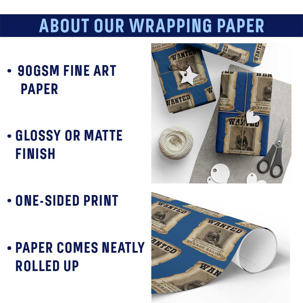 Harriet Tubman Wanted Reward Poster Wrapping Paper Roll Freedom Or Death TS12 Print Your Wear