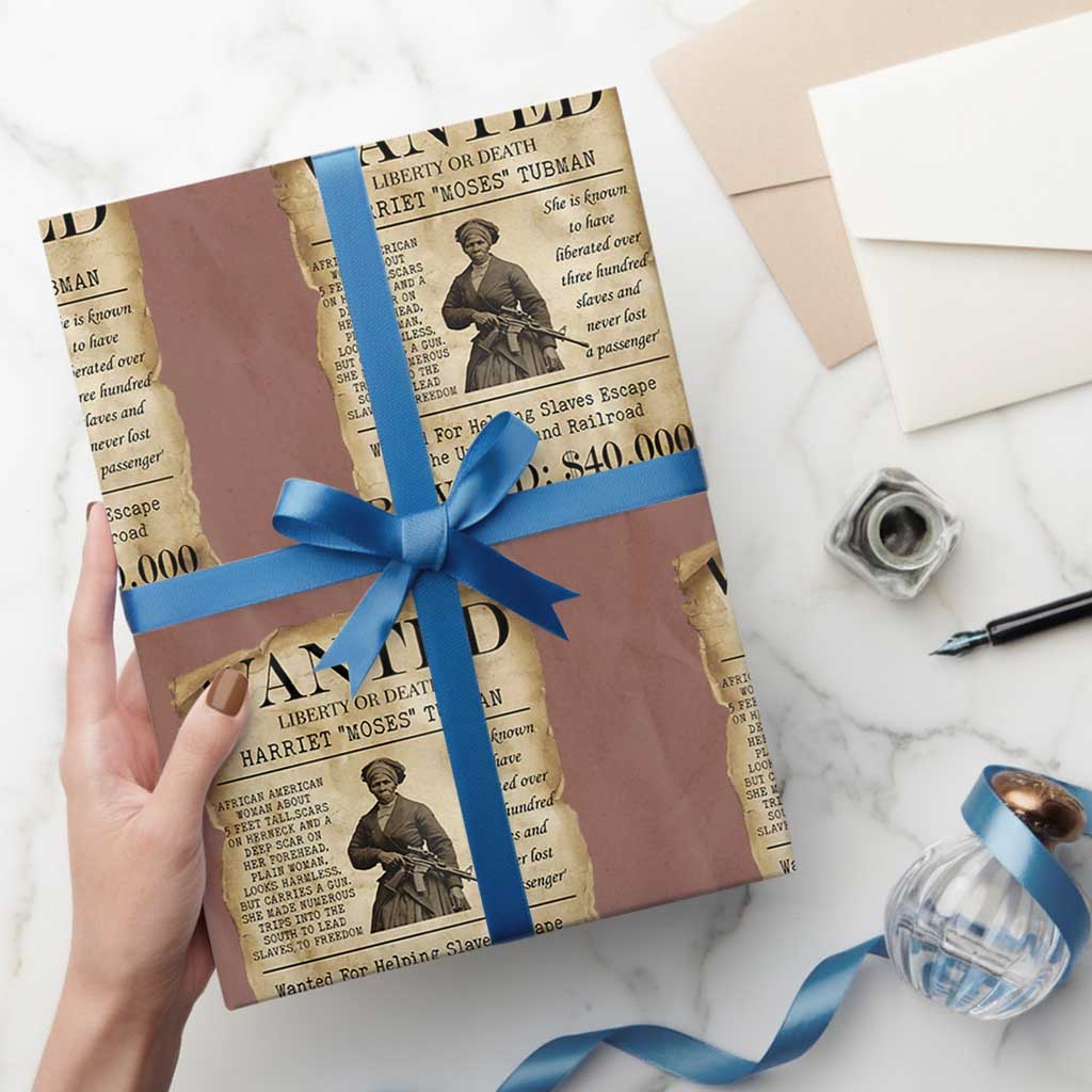 Harriet Tubman Wanted Reward Poster Wrapping Paper Roll Liberty Or Death TS12 Mocha Print Your Wear