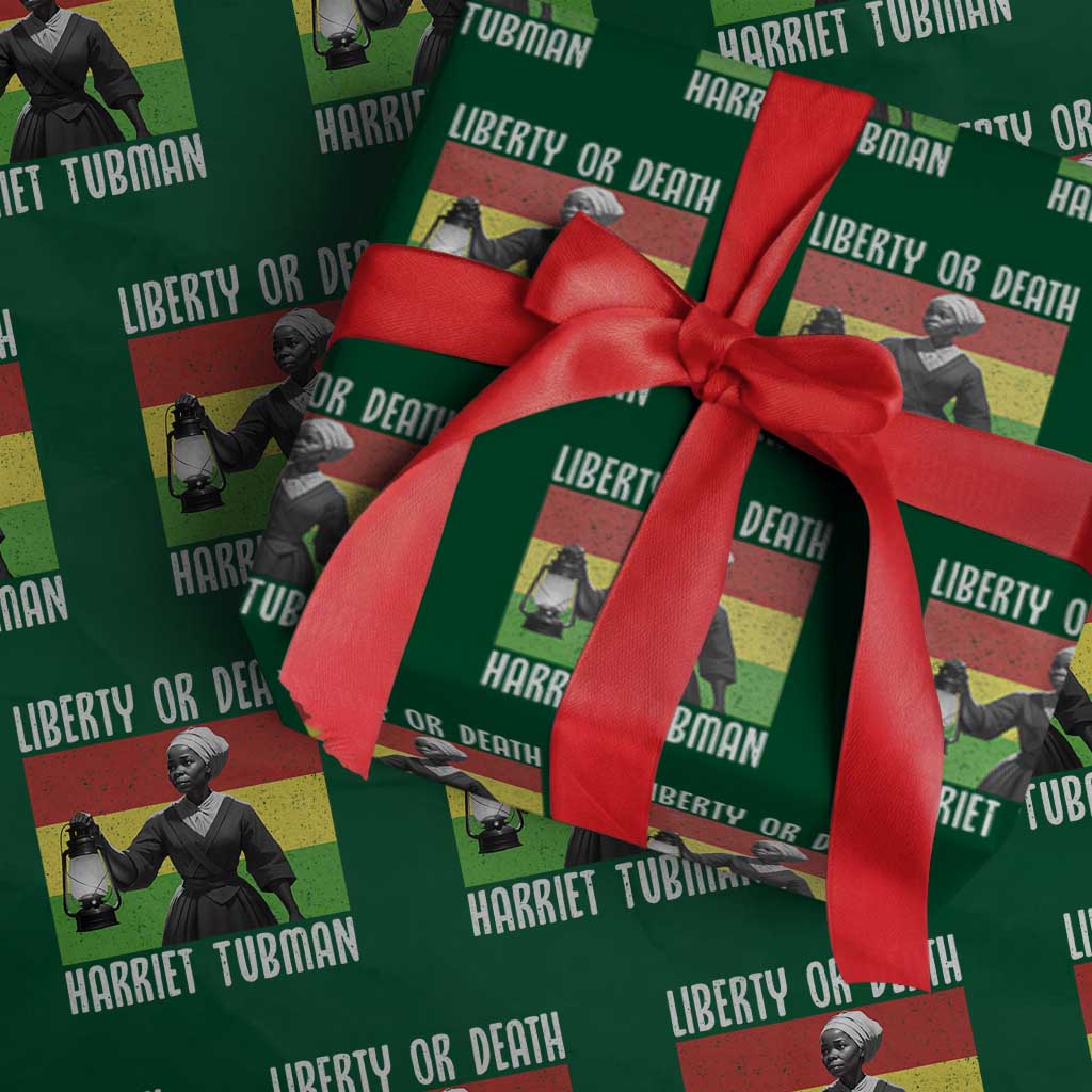 Harriet Tubman Women Leadership Wrapping Paper Roll Liberty Or Death TS12 Green Print Your Wear