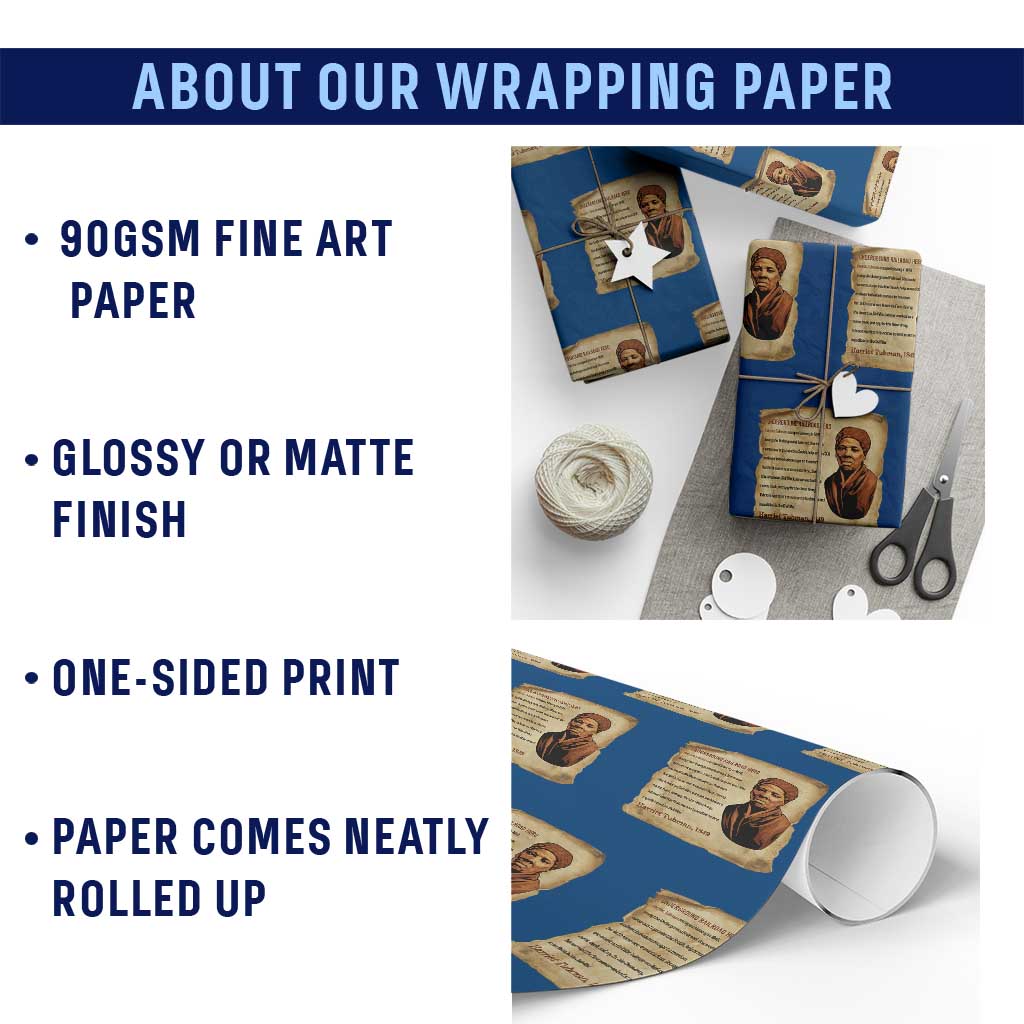 Harriet Tubman Wrapping Paper Roll Black American Hero Underground Railroad TS12 Print Your Wear