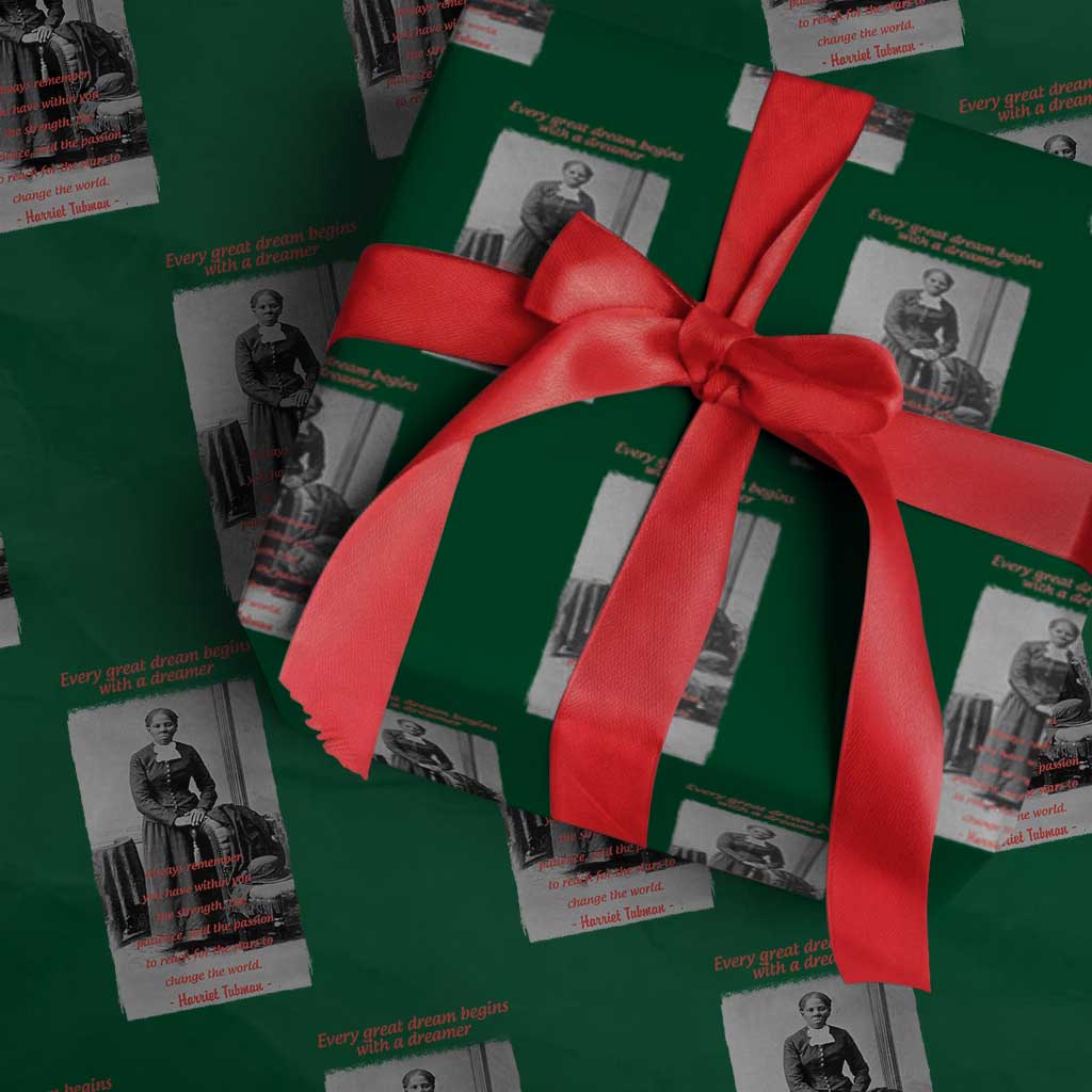 Harriet Tubman Wrapping Paper Roll Black History Month TS14 Green Print Your Wear