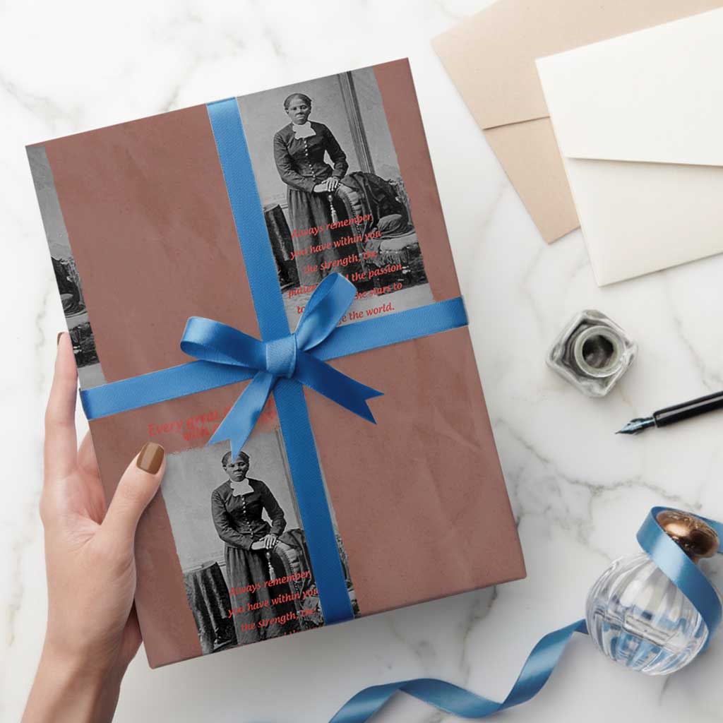 Harriet Tubman Wrapping Paper Roll Black History Month TS14 Mocha Print Your Wear