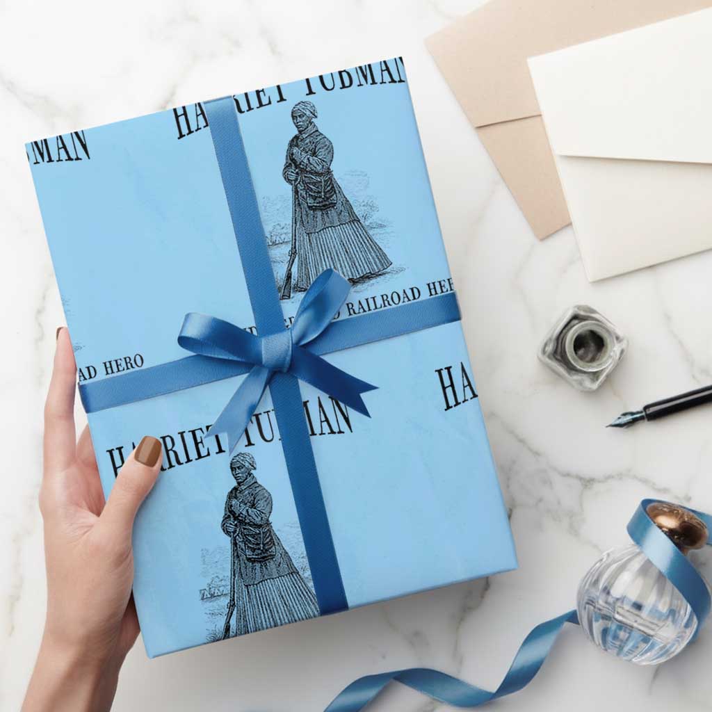 Harriet Tubman Wrapping Paper Roll Underground Railroad Freedom Leader TS12 Light Blue Print Your Wear