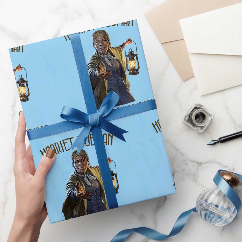 Harriet Tubman Wrapping Paper Roll Underground Railroad Hero Black History Month Gift TS12 Light Blue Print Your Wear