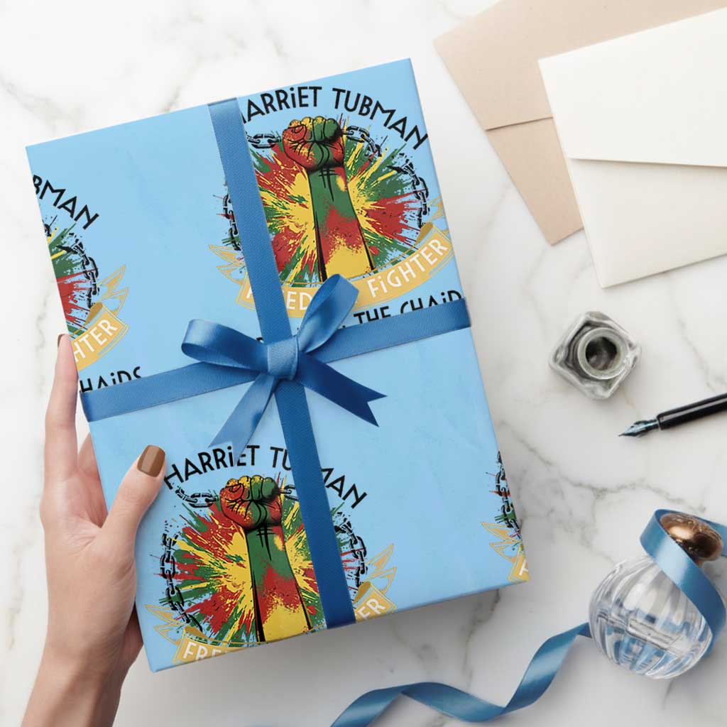 Harriet Tubman Wrapping Paper Roll Underground Railroad Hero Breaking Chains TS12 Light Blue Print Your Wear