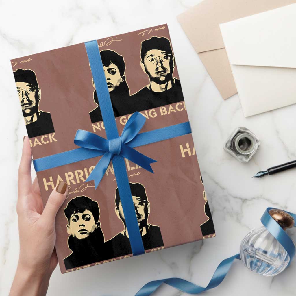 Harris Walz Wrapping Paper Roll Retro We Are Not Going Back TS10 Mocha Print Your Wear