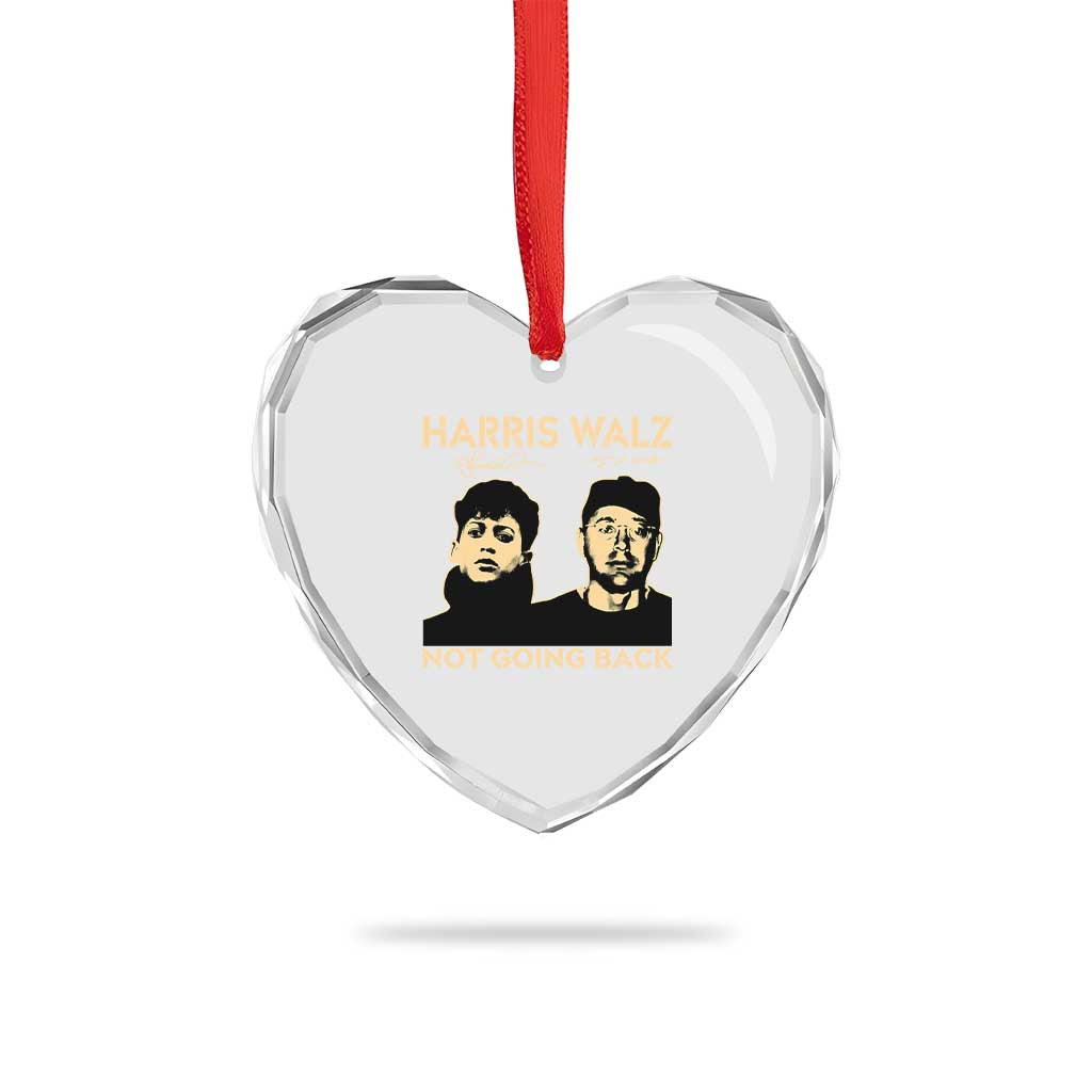 Harris Walz Heart Crystal Glass Ornament Retro We Are Not Going Back TS10 Print Your Wear