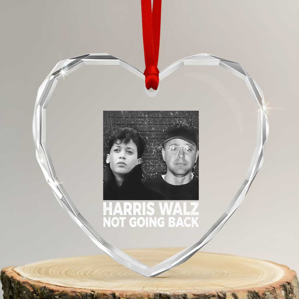 Harris Walz Heart Crystal Glass Ornament Vintage We Are Not Going Back TS10 Transparent Glass 3'' Heart Print Your Wear