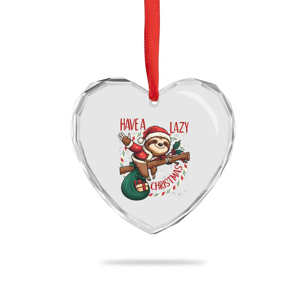 Have A Lazy Xmas Heart Crystal Glass Ornament Cute Xmas Sloth TS12 Print Your Wear