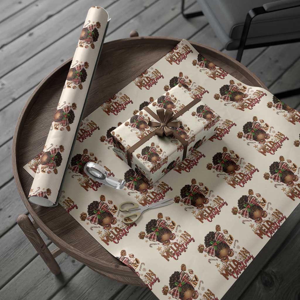 Have A Melanin Christmas African American Girl Xmas Wrapping Paper Roll TS11 Beige Print Your Wear