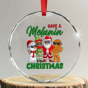 Have A Melanin Christmas Crystal Glass Ornament Black Family African American Xmas Gift TS12 Transparent Glass 3'' Circle Print Your Wear