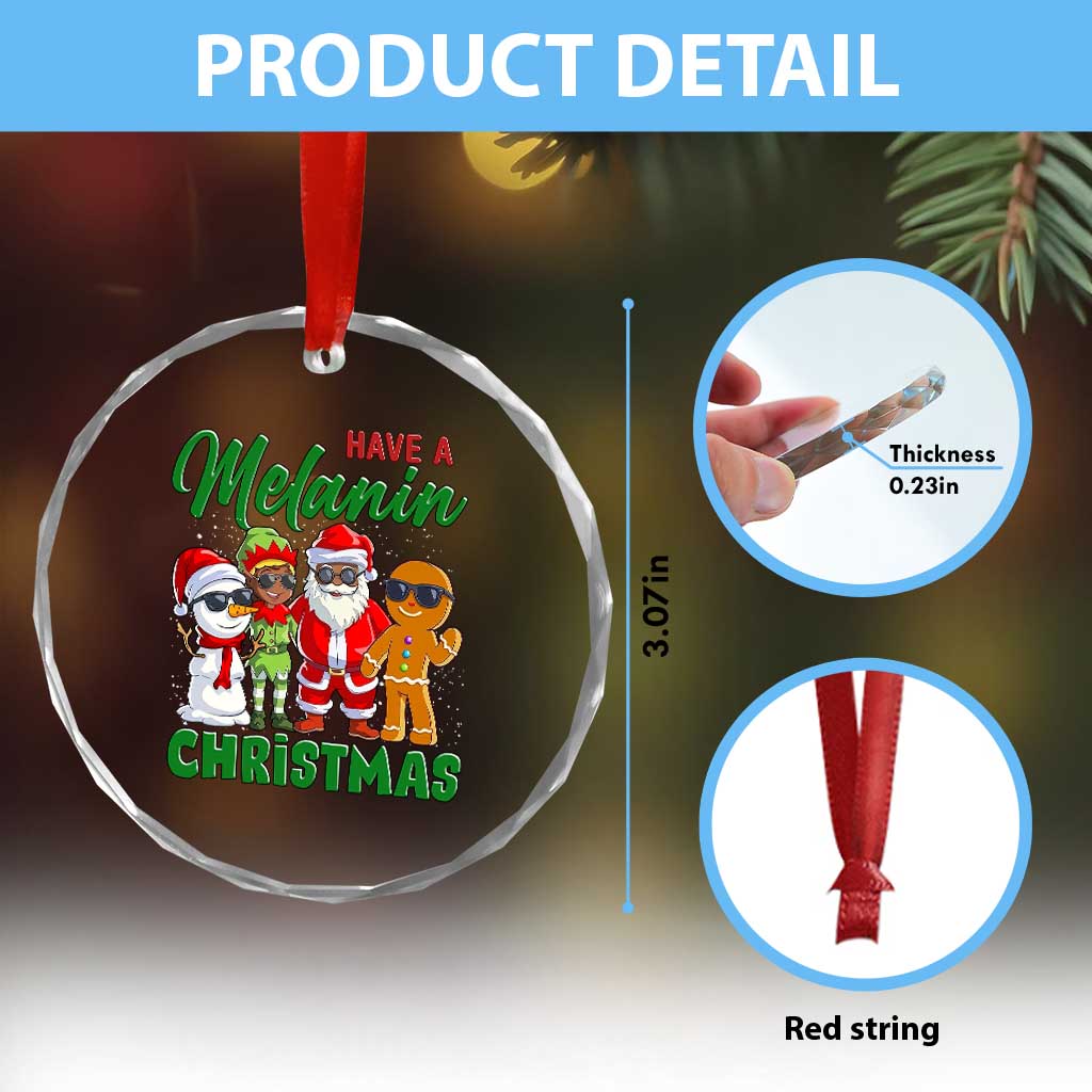 Have A Melanin Christmas Crystal Glass Ornament Black Family African American Xmas Gift TS12 Print Your Wear