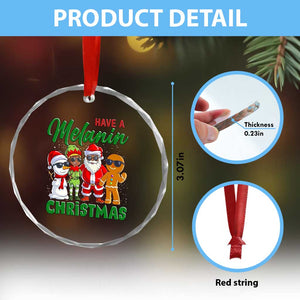 Have A Melanin Christmas Crystal Glass Ornament Black Family African American Xmas Gift TS12 Print Your Wear