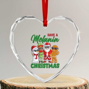 Have A Melanin Christmas Heart Crystal Glass Ornament Black Family African American Xmas Gift TS12 Transparent Glass 3'' Heart Print Your Wear