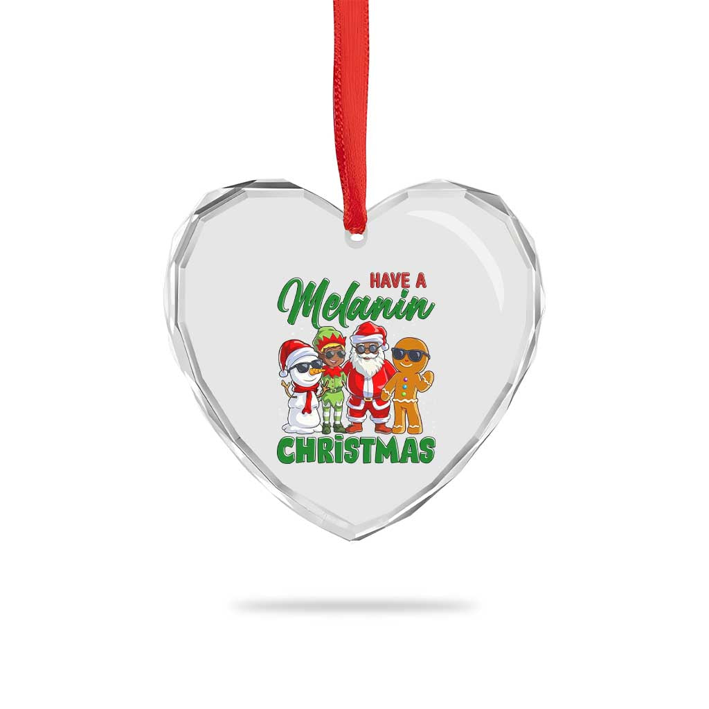 Have A Melanin Christmas Heart Crystal Glass Ornament Black Family African American Xmas Gift TS12 Print Your Wear