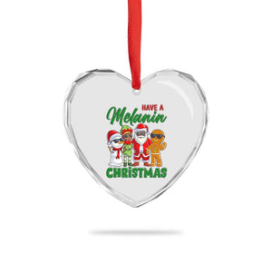 Have A Melanin Christmas Heart Crystal Glass Ornament Black Family African American Xmas Gift TS12 Print Your Wear