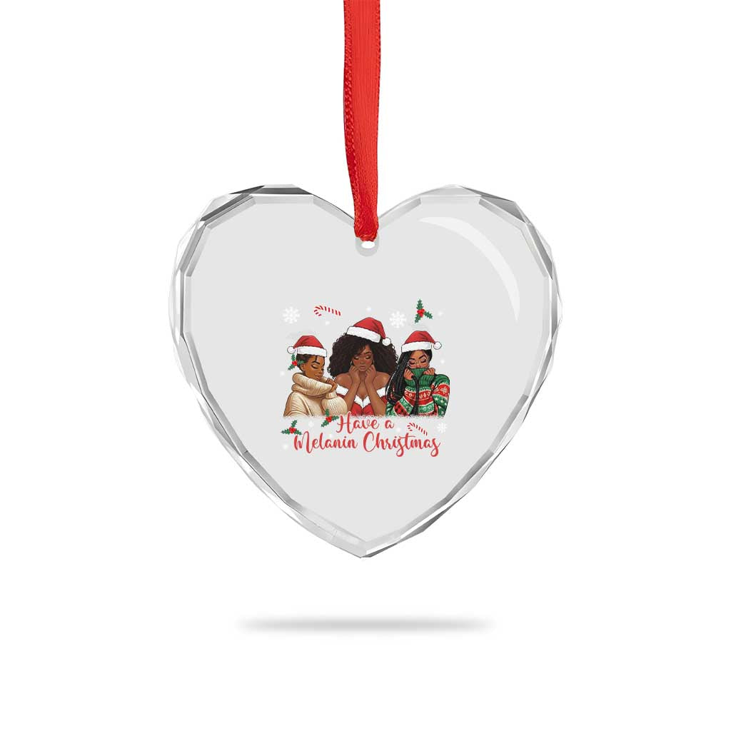 Have A Melanin Christmas Heart Crystal Glass Ornament Black Girl Xmas Gift TS12 Print Your Wear