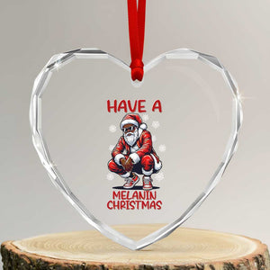 Have A Melanin Christmas Heart Crystal Glass Ornament Black Pride Xmas Gift TS12 Transparent Glass 3'' Heart Print Your Wear