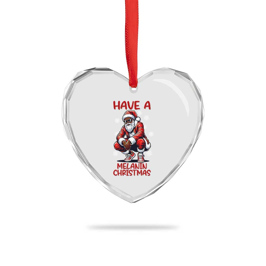Have A Melanin Christmas Heart Crystal Glass Ornament Black Pride Xmas Gift TS12 Print Your Wear