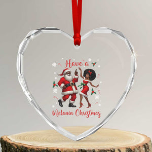 Have A Melanin Christmas Heart Crystal Glass Ornament Funny Dancing Santa And Mrs Claus Culture Gift TS12 Transparent Glass 3'' Heart Print Your Wear